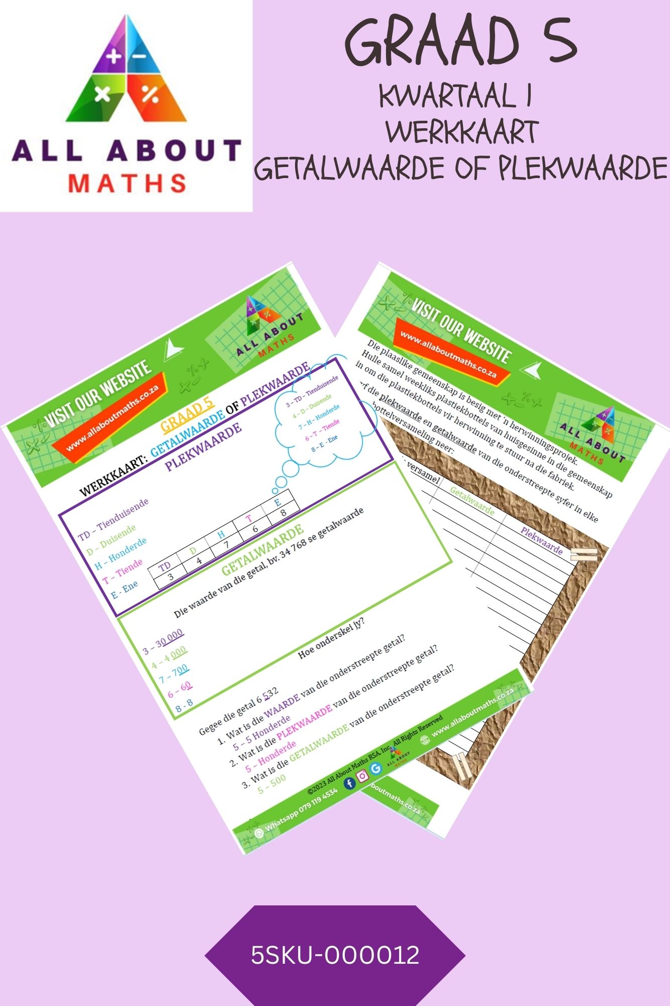Graad 5 - Werkkaart: Getalwaarde & Plekwaarde 5SKU 000012