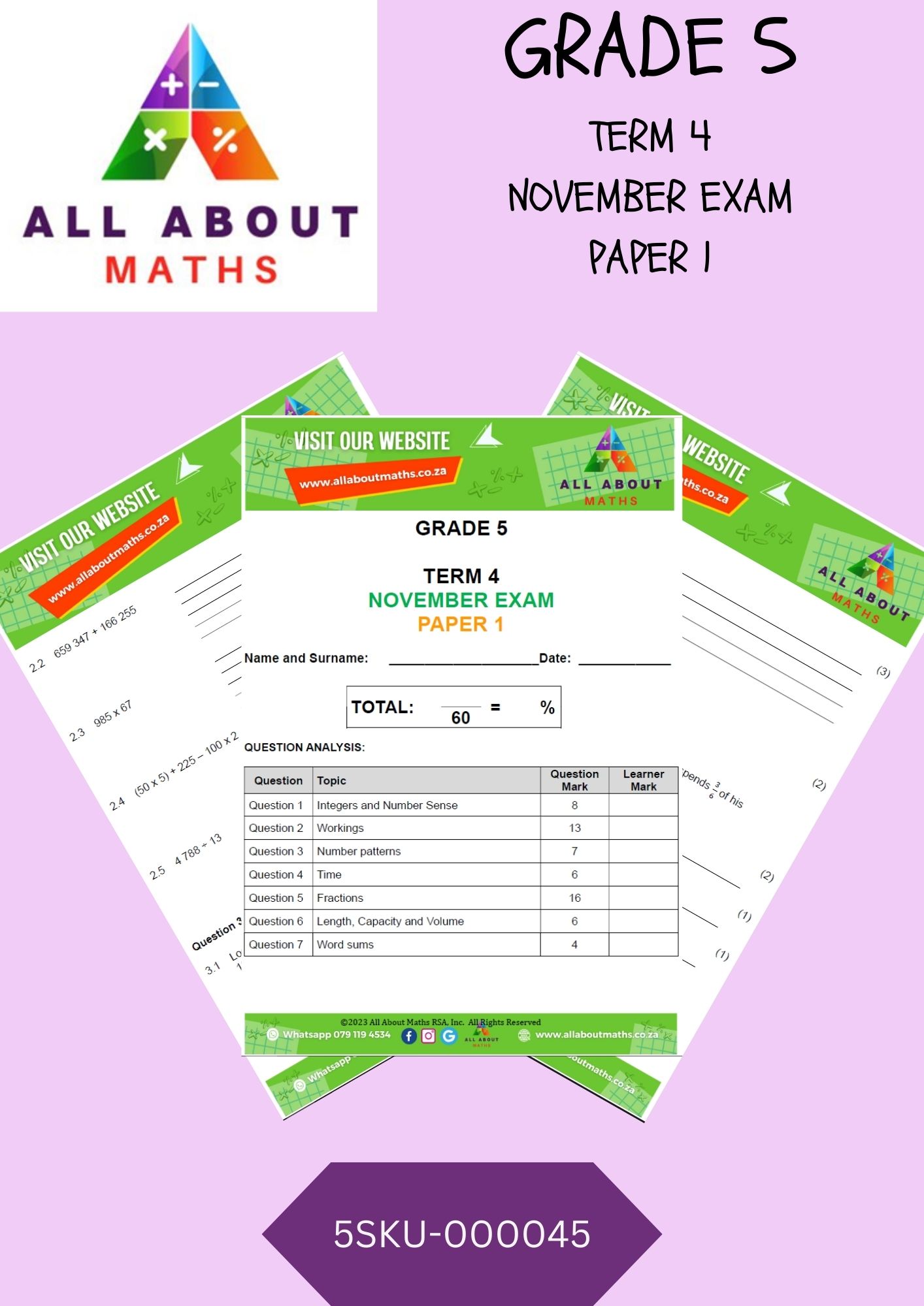 Grade 5 - Exam - November Paper 1 5SKU 000045
