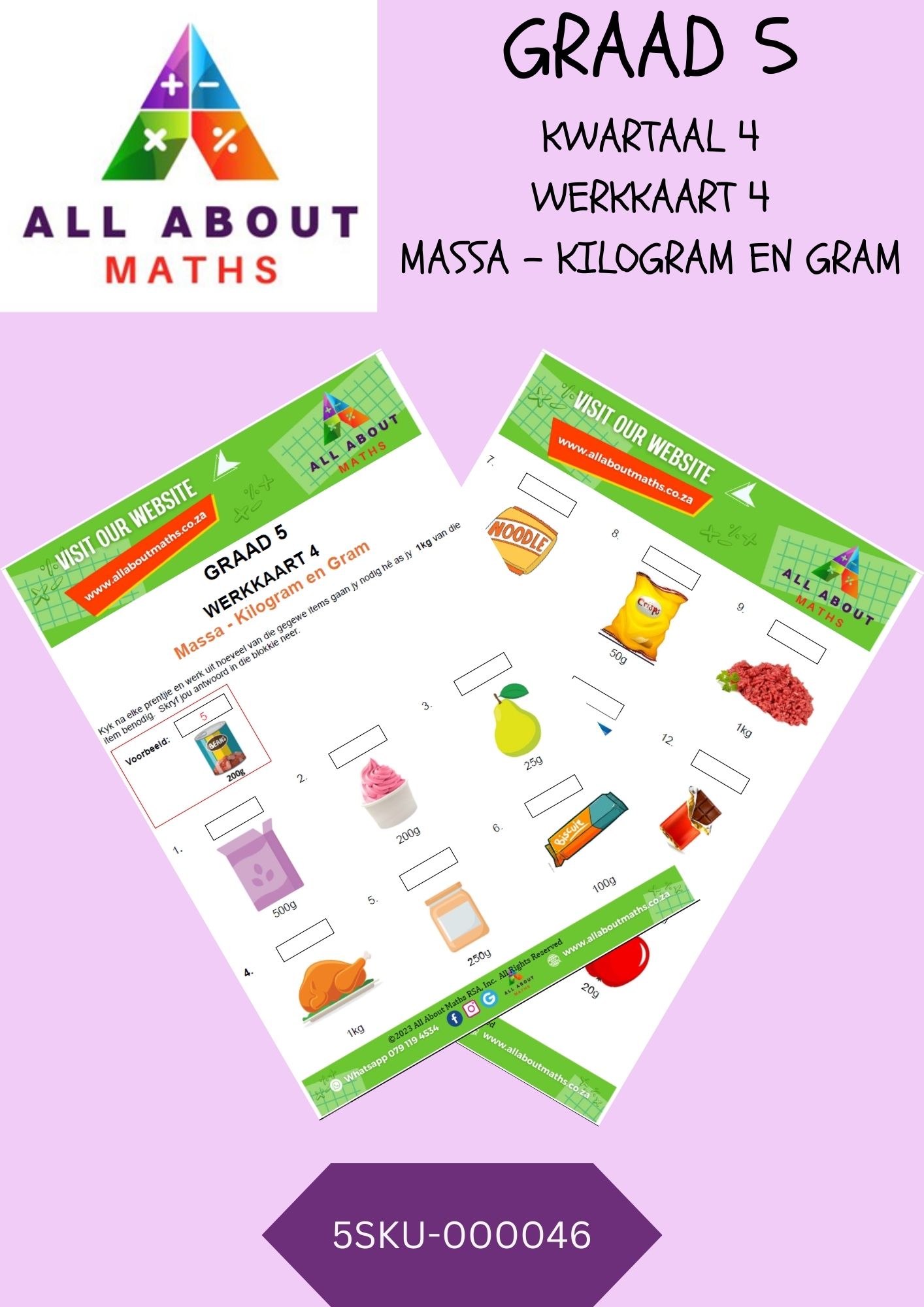 Graad 5 - Massa: Werkkaart 4 - Bereken Hoeveel Items Nodig is vir 1 kg Massa 5SKU 000046