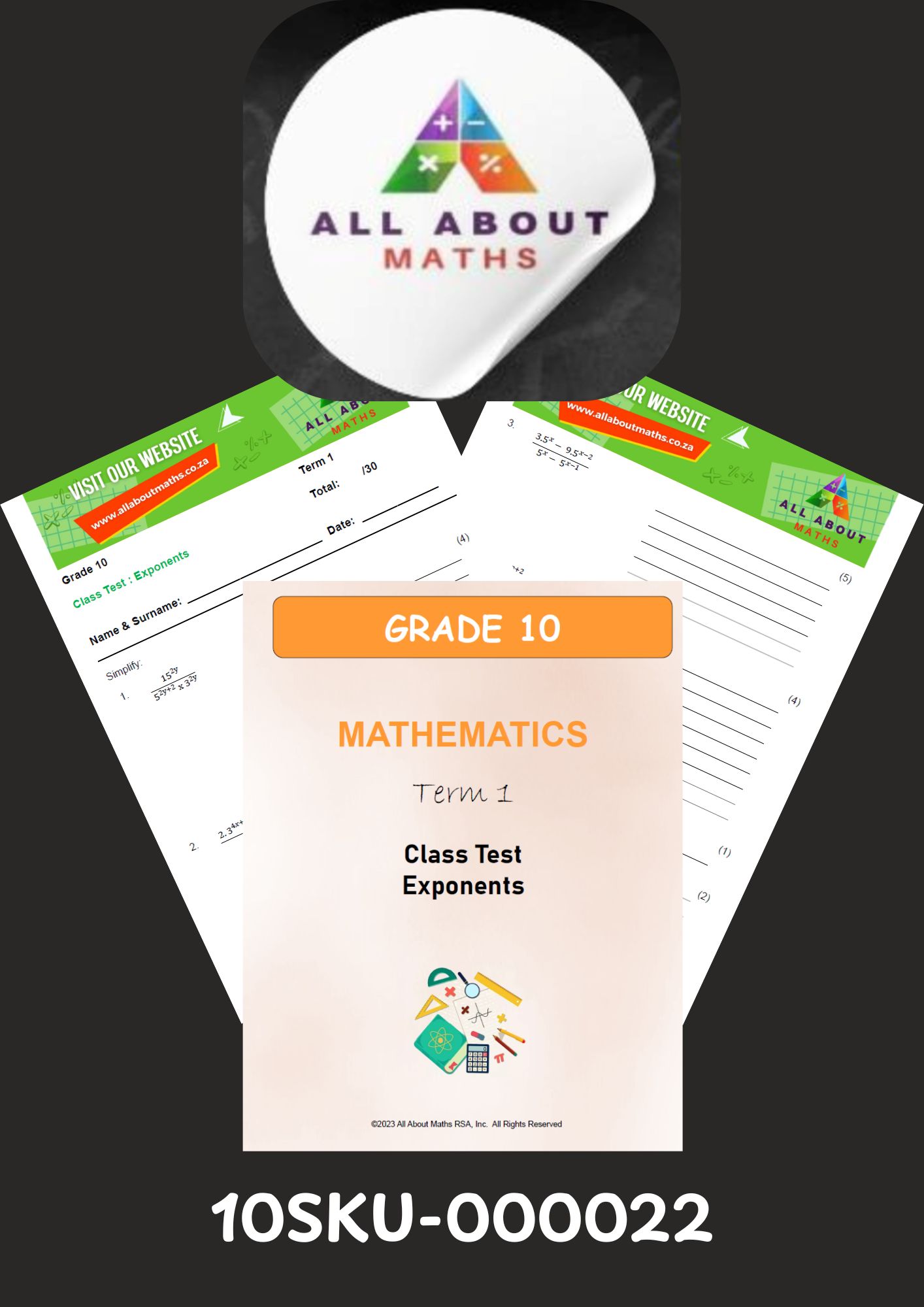 GRADE 10 - CLASSTEST: EXPONENTS 10SKU 000022 1