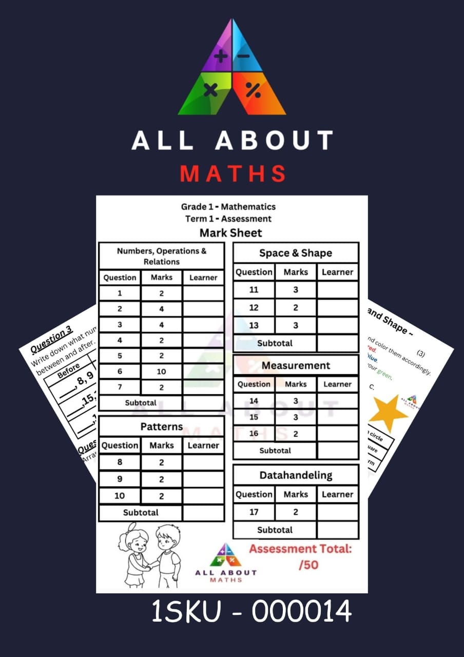 GRADE 1 - TERM 1: ASSESSMENT 1SKU 000014