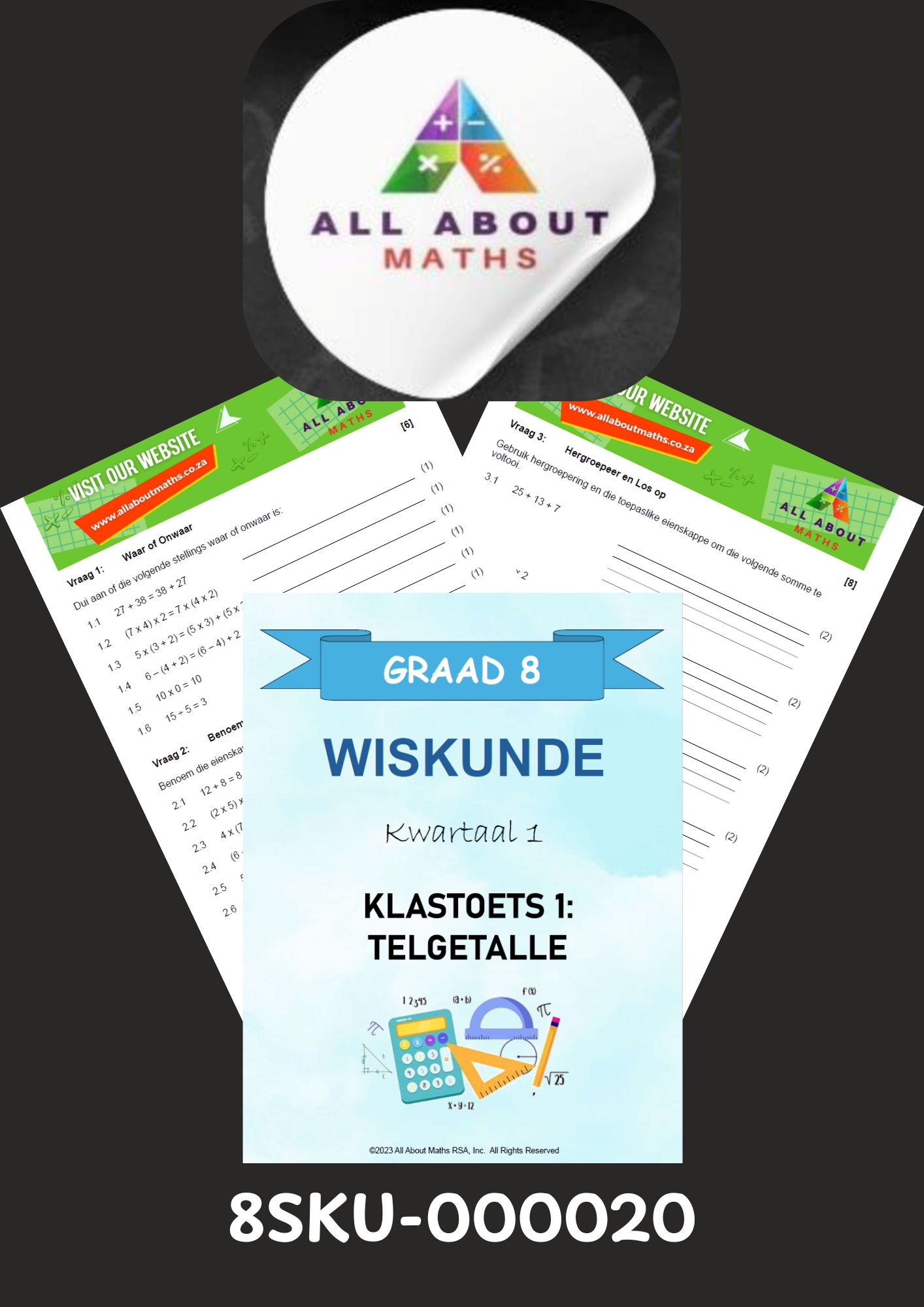 GRAAD 8 - KW1 - KLASTOETS 1: TELGETALLE 8SKU 000020 2