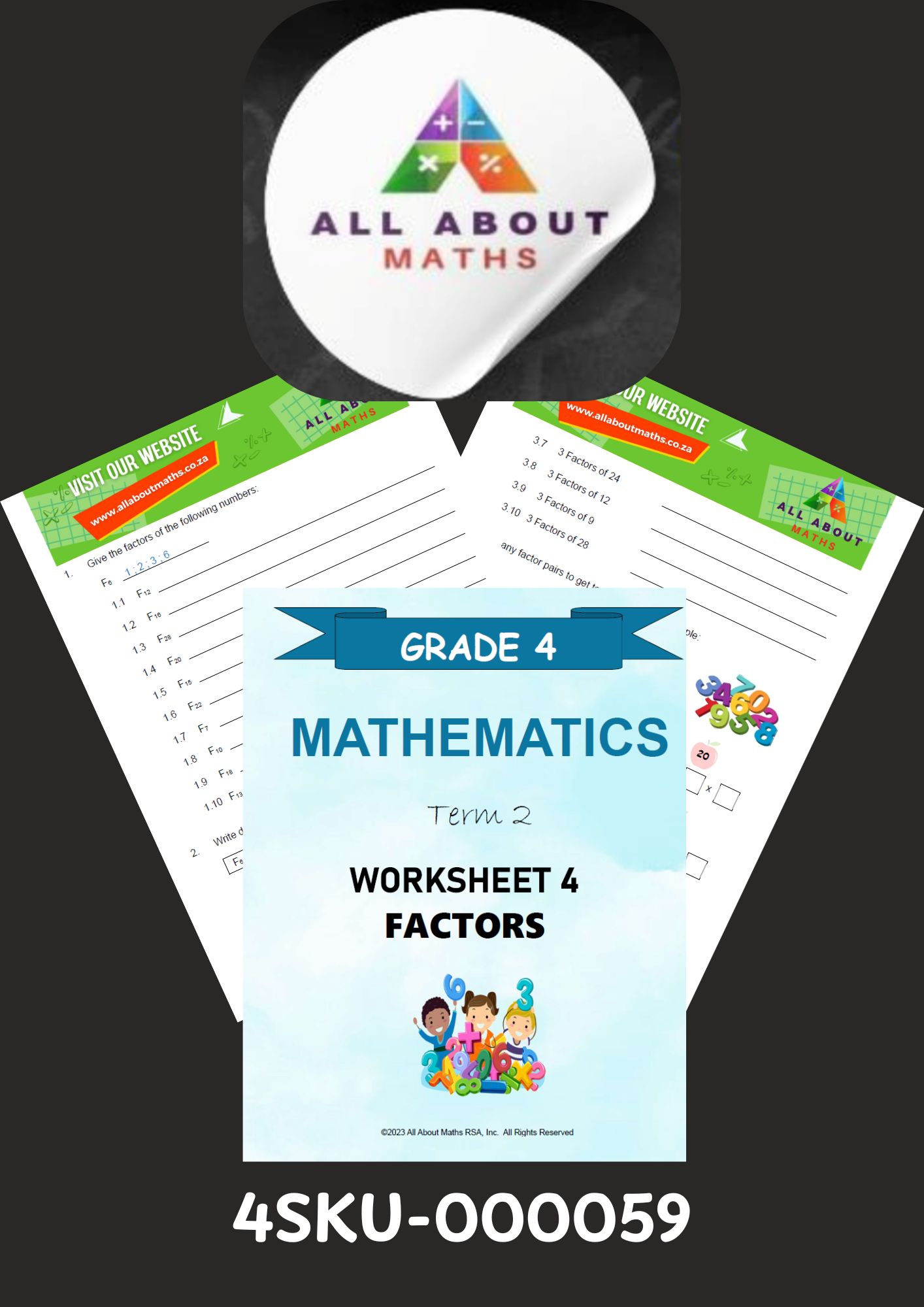 Grade 4 Math's Worksheet Term 2 – Factors 4SKU 000059