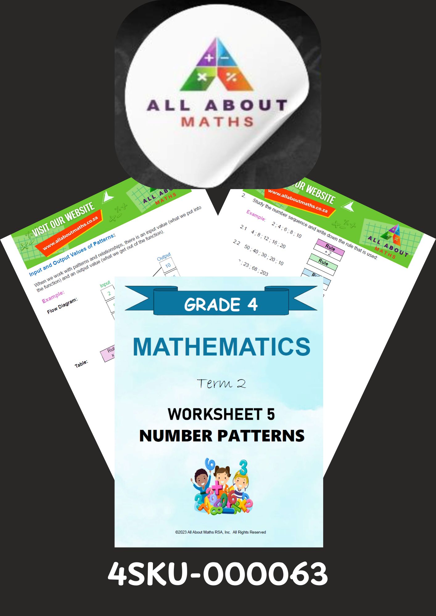 Grade 4 Math's Worksheet Term 2 – Number Patterns 4SKU 000063